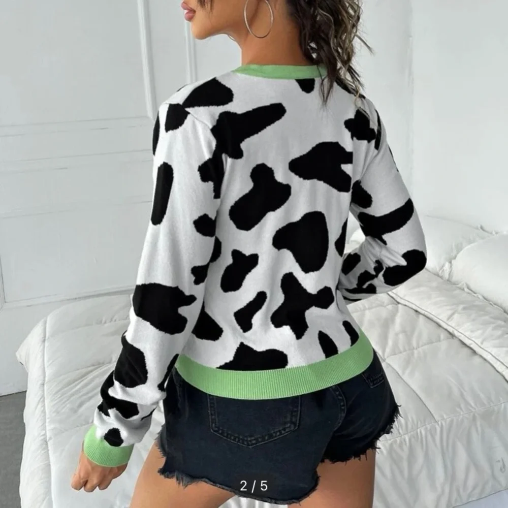 SOLD - Shein Cow Print Cami and Cardigan - Picture 3 of 5